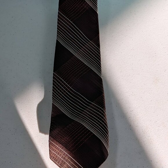 Don Loper Beverly Hills 100% Polyester Brown Striped Necktie 4"Wide - Picture 10 of 10